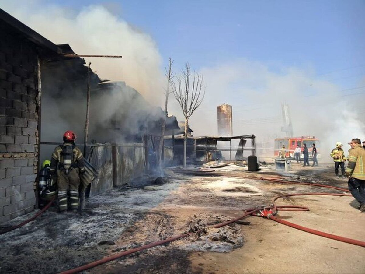 آتشسوزی گسترده یک گاراژ چوببری در بزرگراه آزادگان/ ماجرا چه بود؟