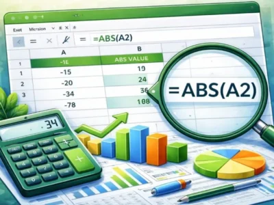 آموزش تابع ABS برای قدر مطلق در اکسل با مثال ساده