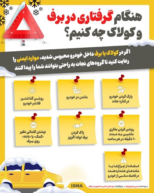 اینفوگرافیک/ هنگام گرفتاری در برف و کولاک چه کنیم؟ اینفوگرافیک/ هنگام گرفتاری در برف و کولاک چه کنیم؟