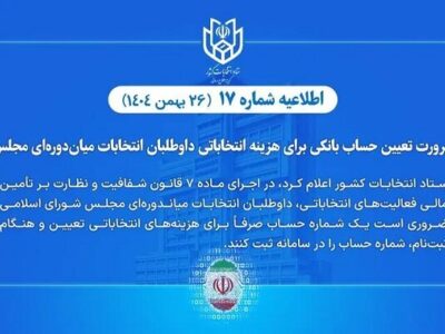 تعیین حساب بانکی هزینه انتخاباتی داوطلبان انتخابات میاندورهای مجلس