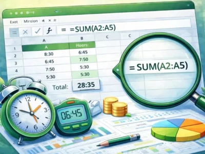 جمع ساعت در اکسل | آموزش جمع ساعت کاری و بیش از 24 ساعت