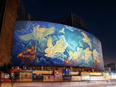 دیوارنگاره میدان ولیعصر (عج) رنگ رمضان به خود گرفت