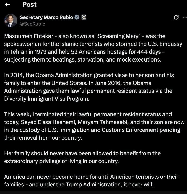 بازداشت پسر، عروس و نوه یک مسئول ایرانی در آمریکا / وزیر خارجه آمریکا خبر داد بازداشت پسر، عروس و نوه یک مسئول ایرانی در آمریکا / وزیر خارجه آمریکا خبر داد