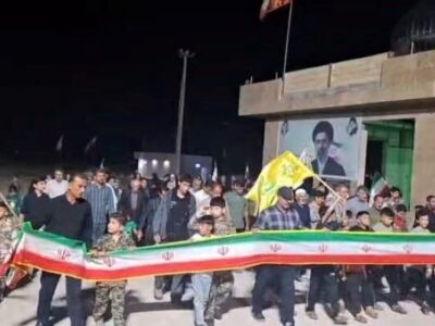 راهپیمایی شبانه مردم روستای «شهنیا» شهرستان دیر