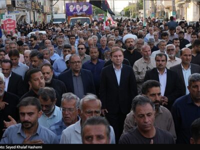 تشییع پیکر مطهر بانوی شهیده جنگ تحمیلی سوم در بوشهر